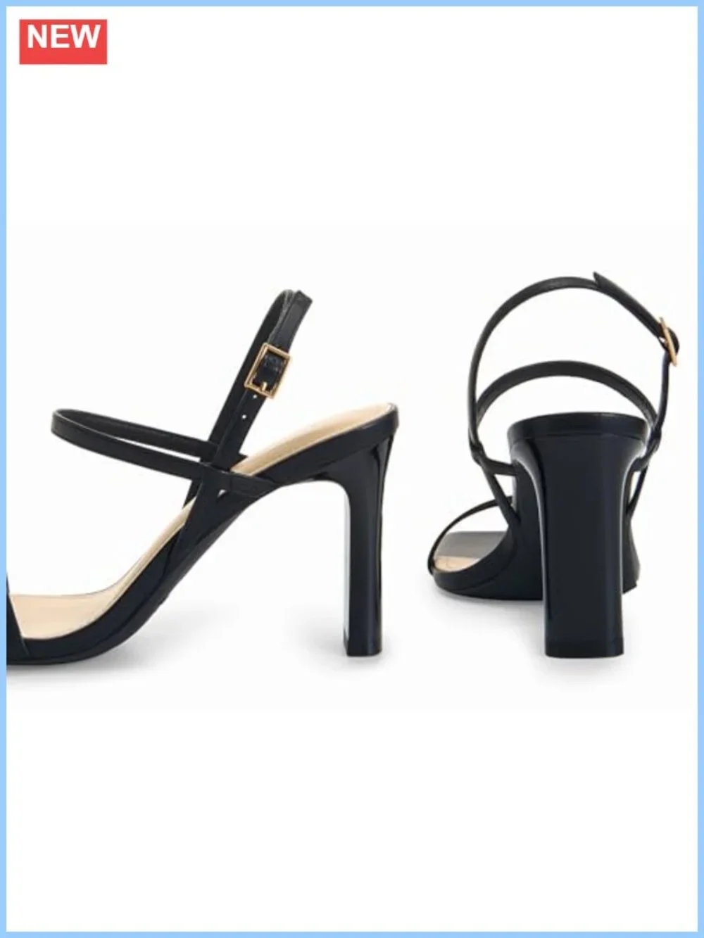 Strappy Square Toe High Block Heels Sandals Ankle Strap Women's Heels